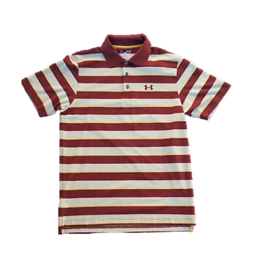 Under Armour Heatgear Strength Stripe Red/Cream Men's Polo Shirt Size S NWT